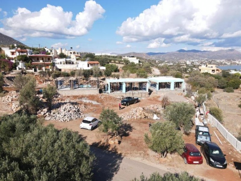 Ammoudara bei Agios Nikolaos Kreta, Ammoudara: Geräumige, zweistöckige Villa mit Aussicht und Swimmingpool zu verkaufen Haus kaufen